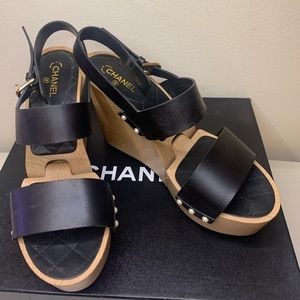 Chanel Platform Heels Sandals Size 38.5
